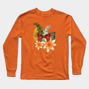 Butterfly with Passionflowers Long Sleeve T-Shirt